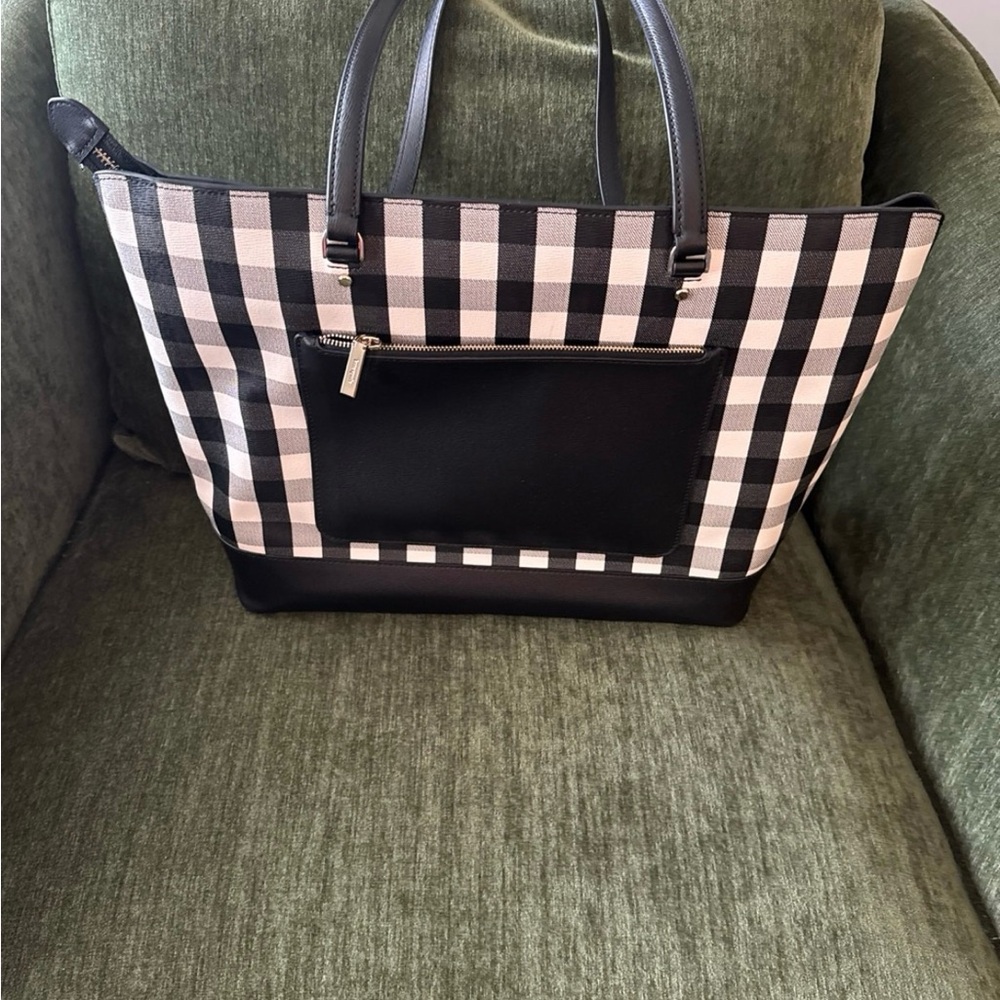 Kate Spade Black and White Plaid Tote